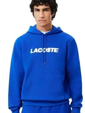 Lacoste Bold Royal Blue Logo Hooded Sweatshirt